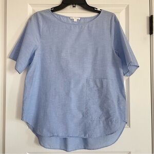 COS A-Line Cotton Linen Light Blue Blouse with Pocket